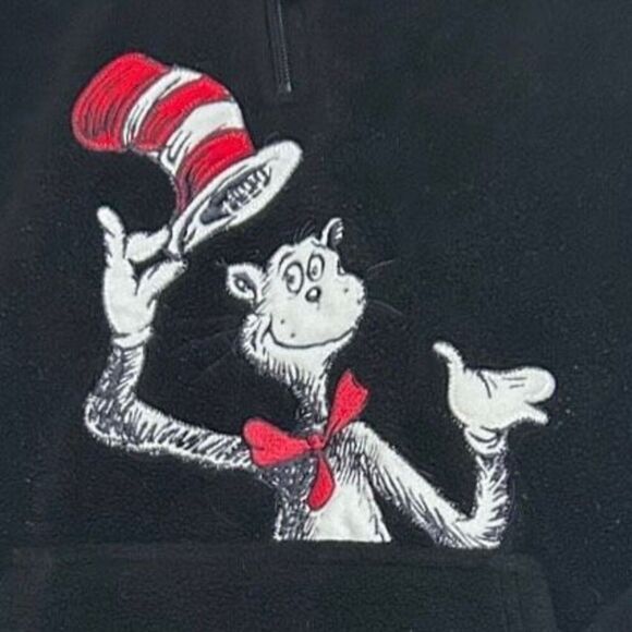 Dr Seuss Cat in the Hat Fleece Hoodie Medium Black Official Movie Merchandise - Picture 9 of 12